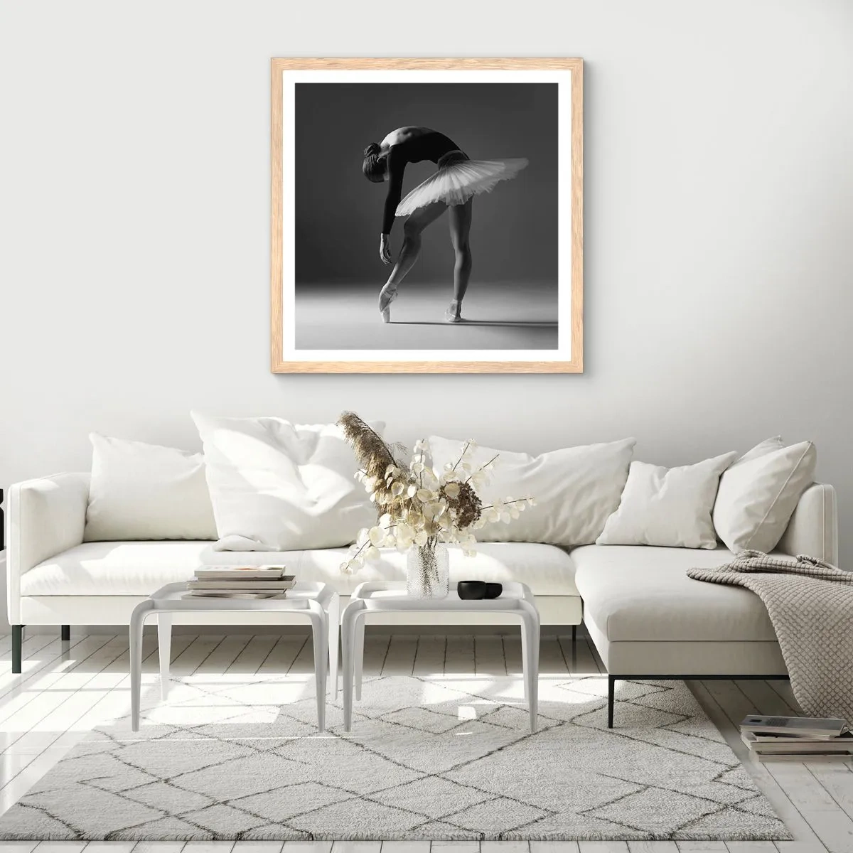 Pôster com moldura de carvalho claro - Bella balerina - 40x40 cm