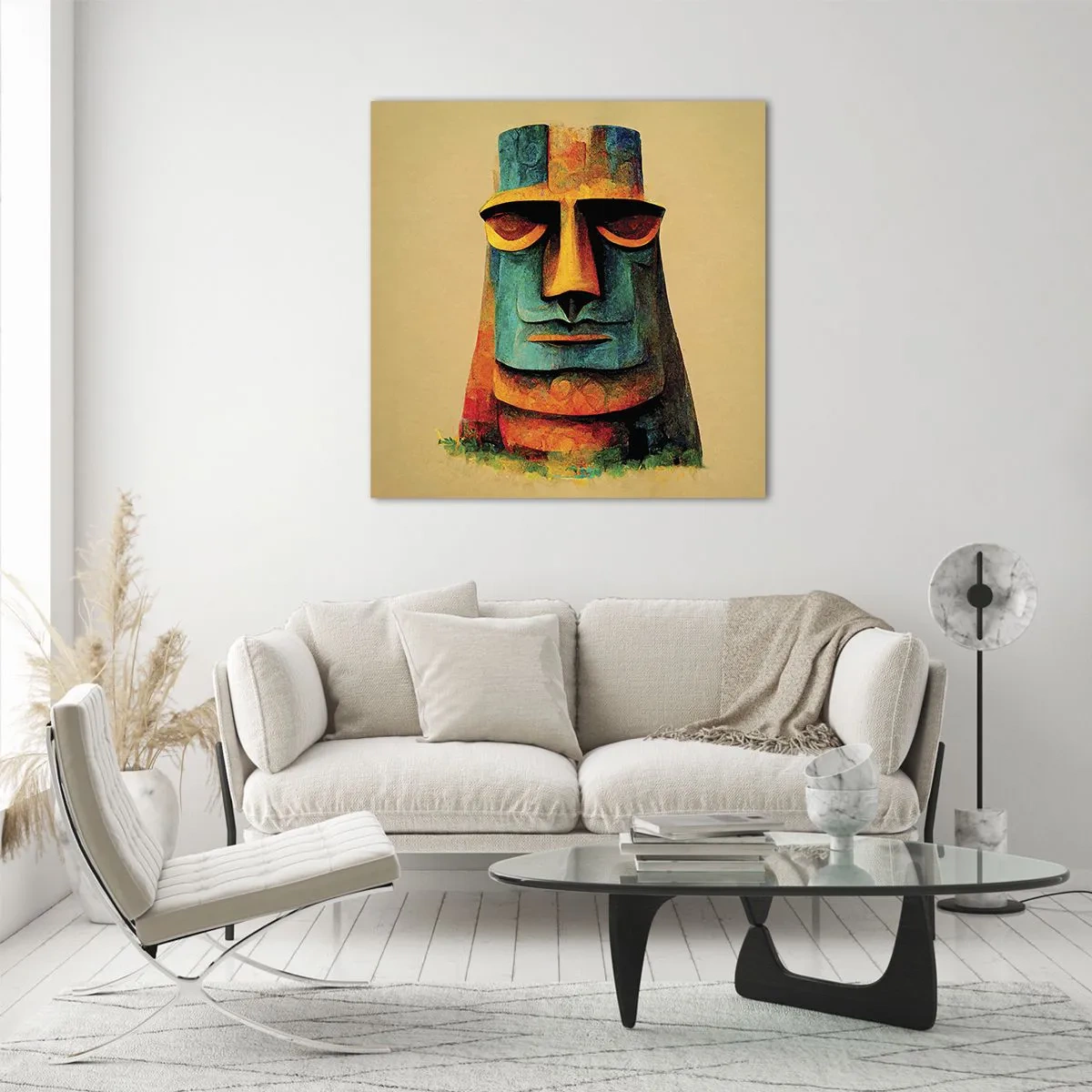 Quadro em vidro - Escultórico e simpático - 70x70 cm