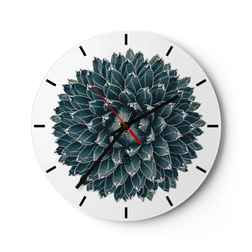 Relógio de parede - Relógio em vidro - Roseta suculenta simétrica em tons de verde - 30x30cm - Estrela do Deserto - Decoração de parede moderna para a sala de estar, cozinha e quarto ARTTOR