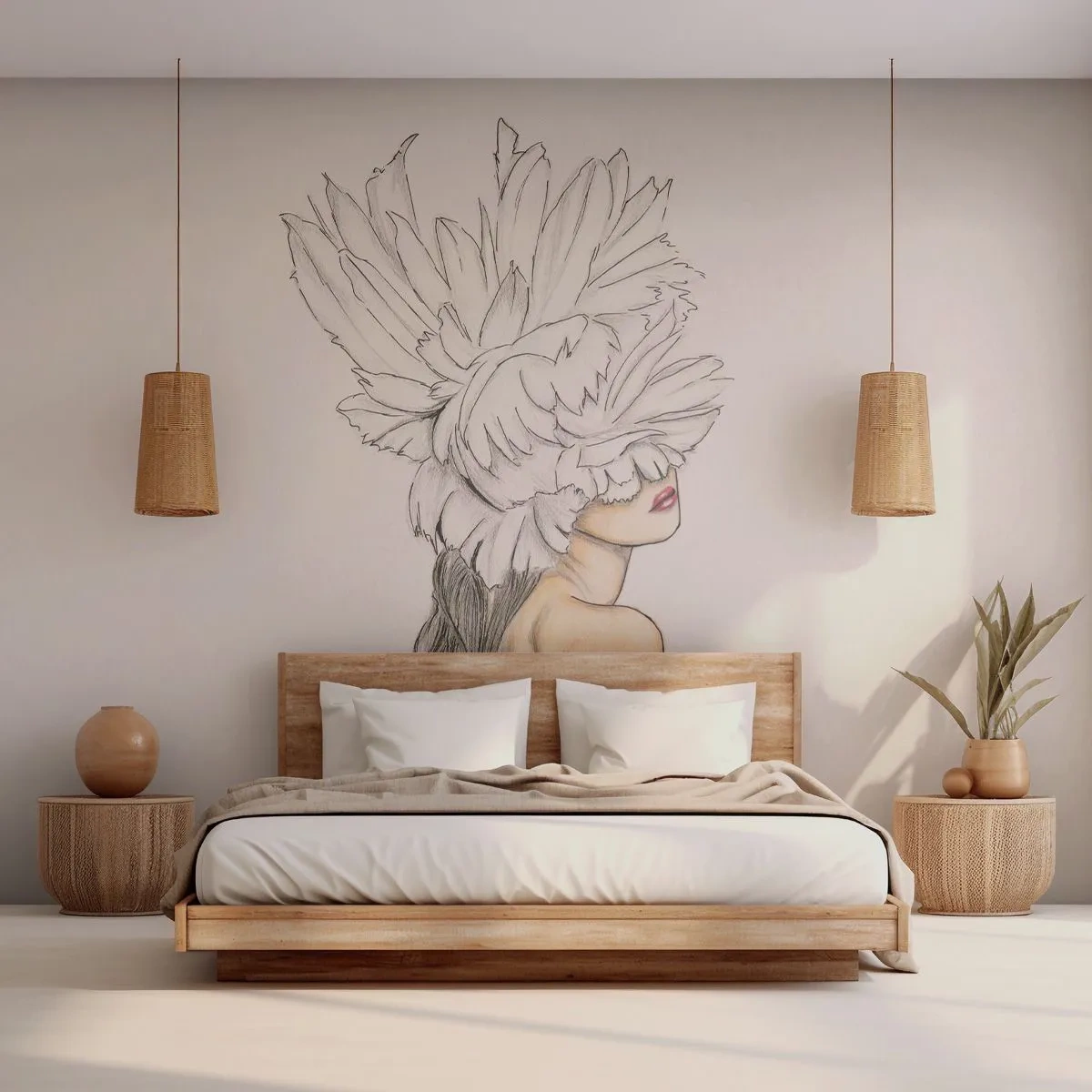 Papel de Parede Premium Sand - Beleza coroada - Abstração, Mulher, Corpo - 250x175 cm