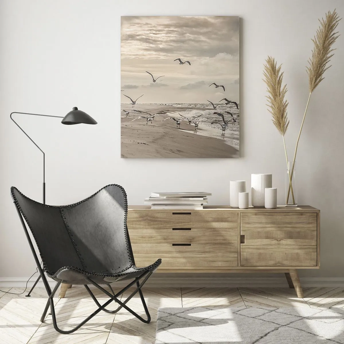 Quadro em vidro - O som do mar, o canto dos pássaros - 70x100 cm