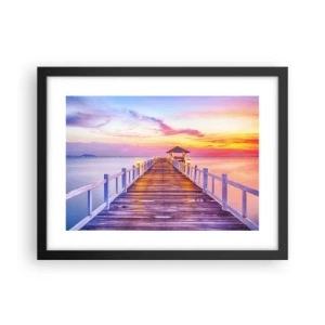 Pôster com moldura preta - O silêncio lilás-dourado da noite - 40x30 cm