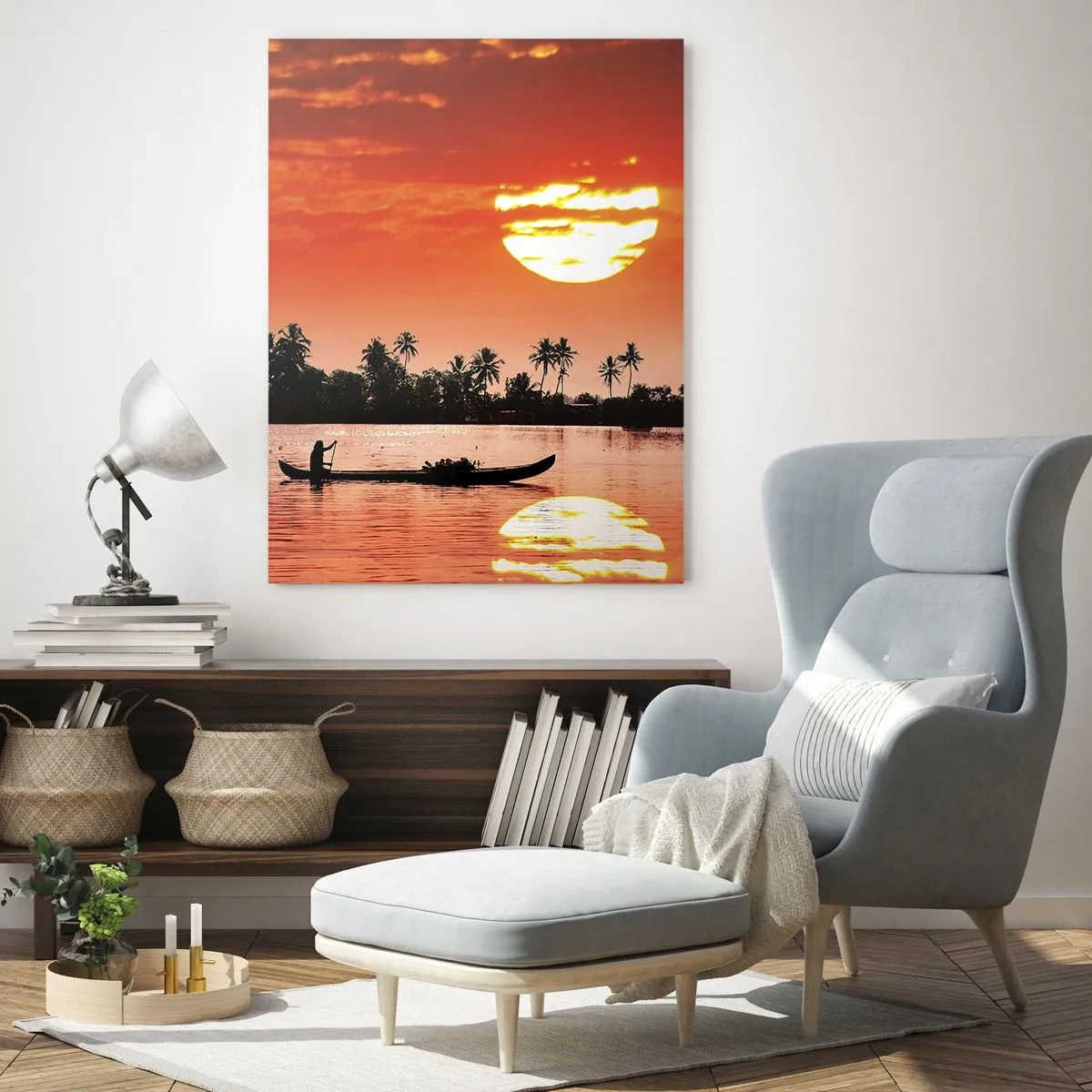Quadro em vidro - A calma dos trópicos ao pôr do sol - 50x70 cm