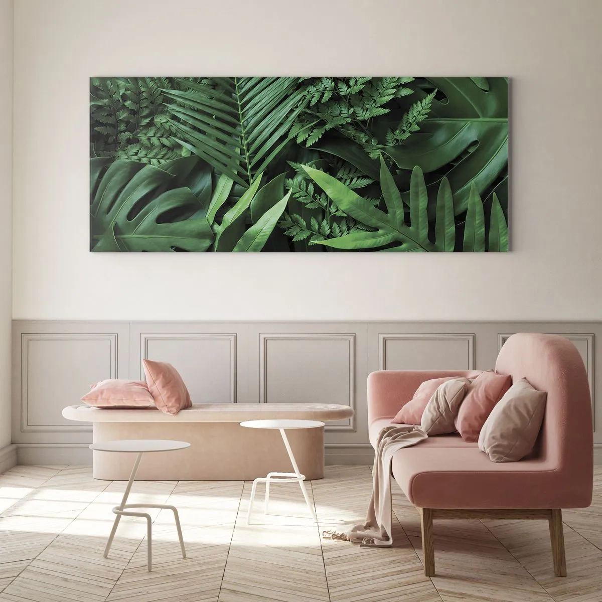 Quadro em vidro - Envolto em verde - 140x50 cm