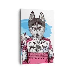 Quadro em tela - Lobo em lã de ovelha - 80x120 cm