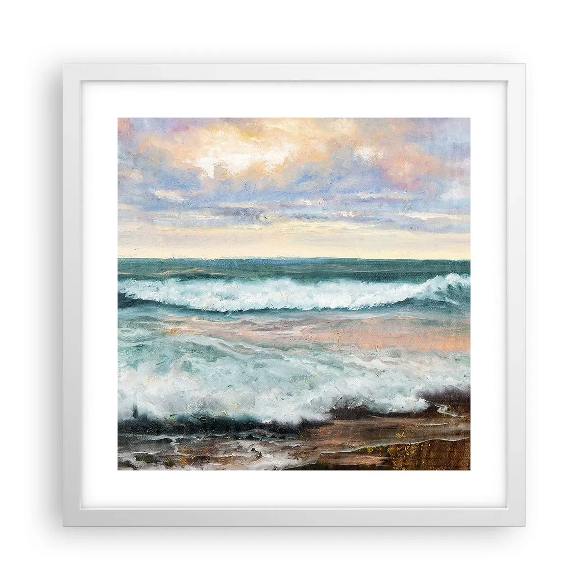 Pôster em moldura branca - Aqui suavizas a alma - 40x40 cm
