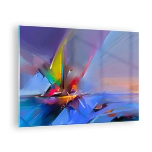 Quadro em vidro - Hélices abstratas em cores vibrantes contra um céu pastel - 70x50cm - Como as asas de um pássaro - Decoração de parede moderna para a sala de estar e quarto ARTTOR