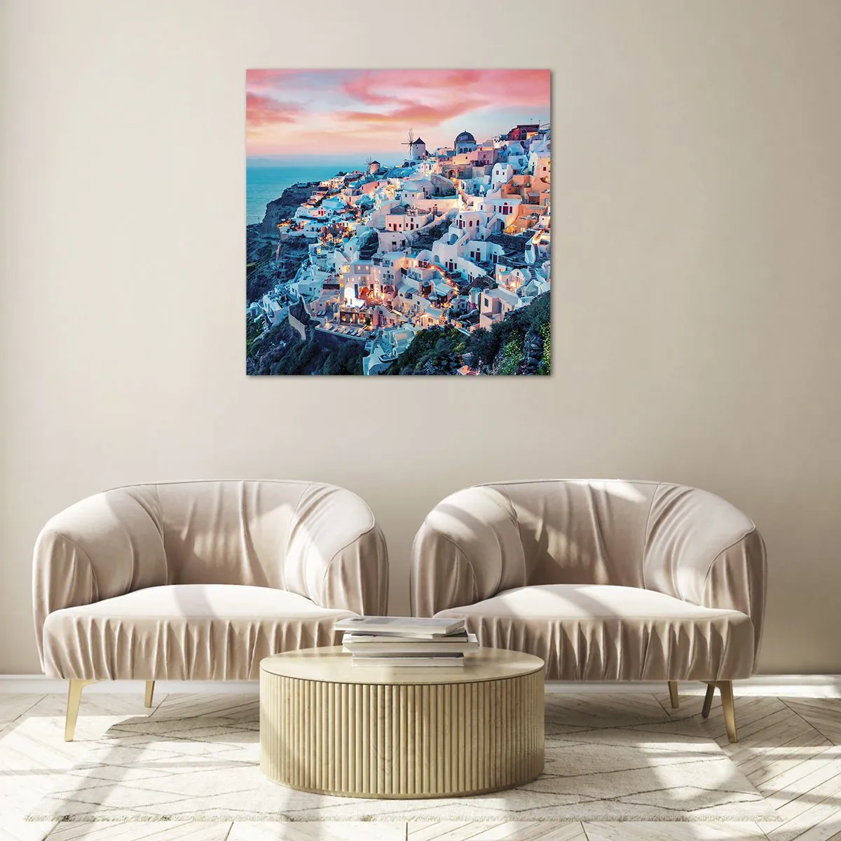 Quadro em vidro - As suas grandes férias gregas - 30x30 cm