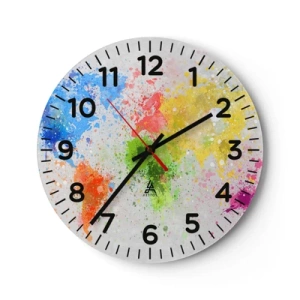 Relógio de parede - Relógio em vidro - Todas as cores do mundo - 40x40 cm