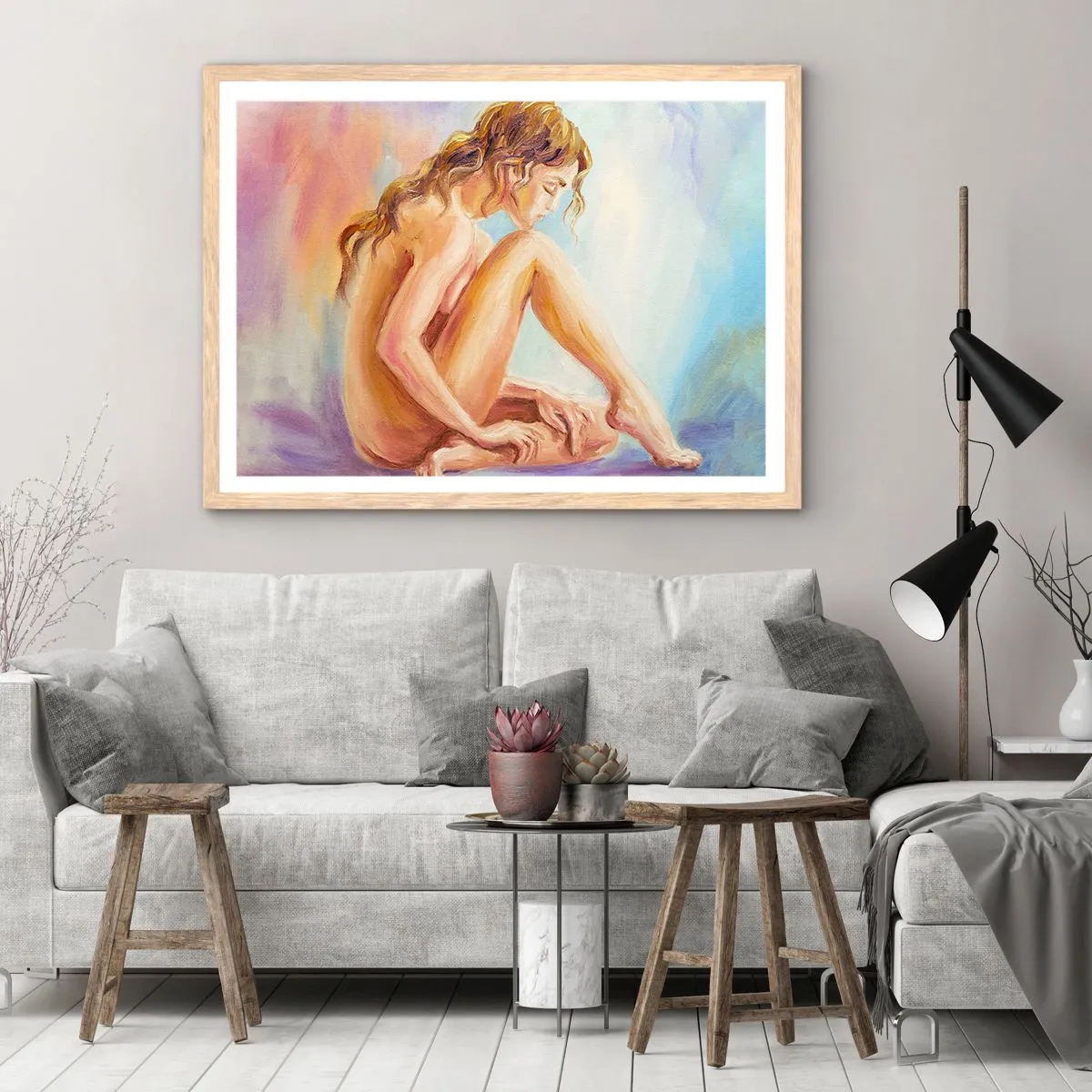 Pôster com moldura de carvalho claro - Ato de juventude - 50x40 cm