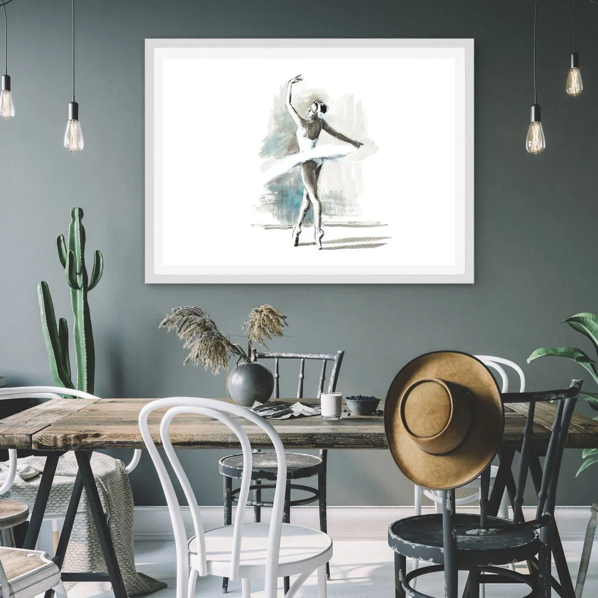 Pôster em moldura branca - Encantada num cisne - 100x70 cm