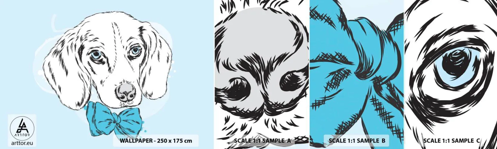 Amostra de Papel de Parede Standard Eco - Elegância canina - Abstração, Cachorro, Para crianças - 100x30 cm