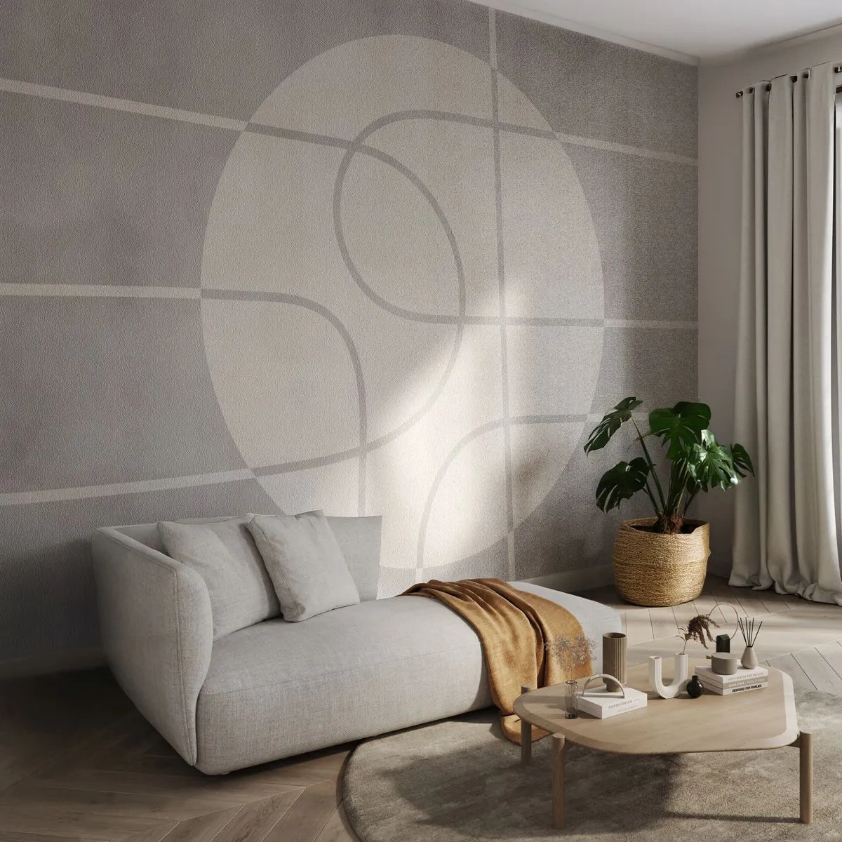 Papel de Parede Premium Canvas - Circular e direto - Brilhante, Minimalista, Roda - 500x350 cm