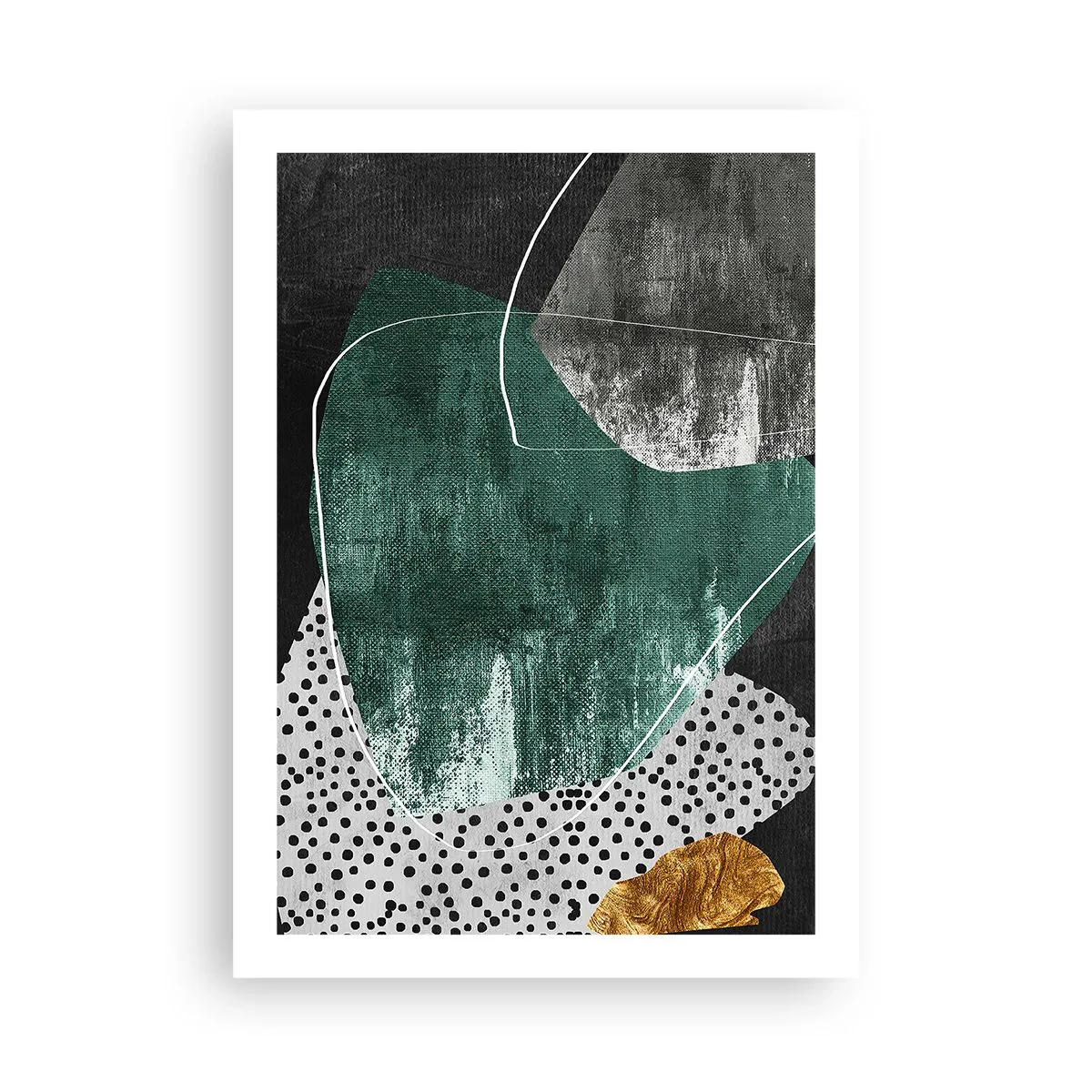 Pôster - Abstração colorida com folha de ouro - 50x70 cm