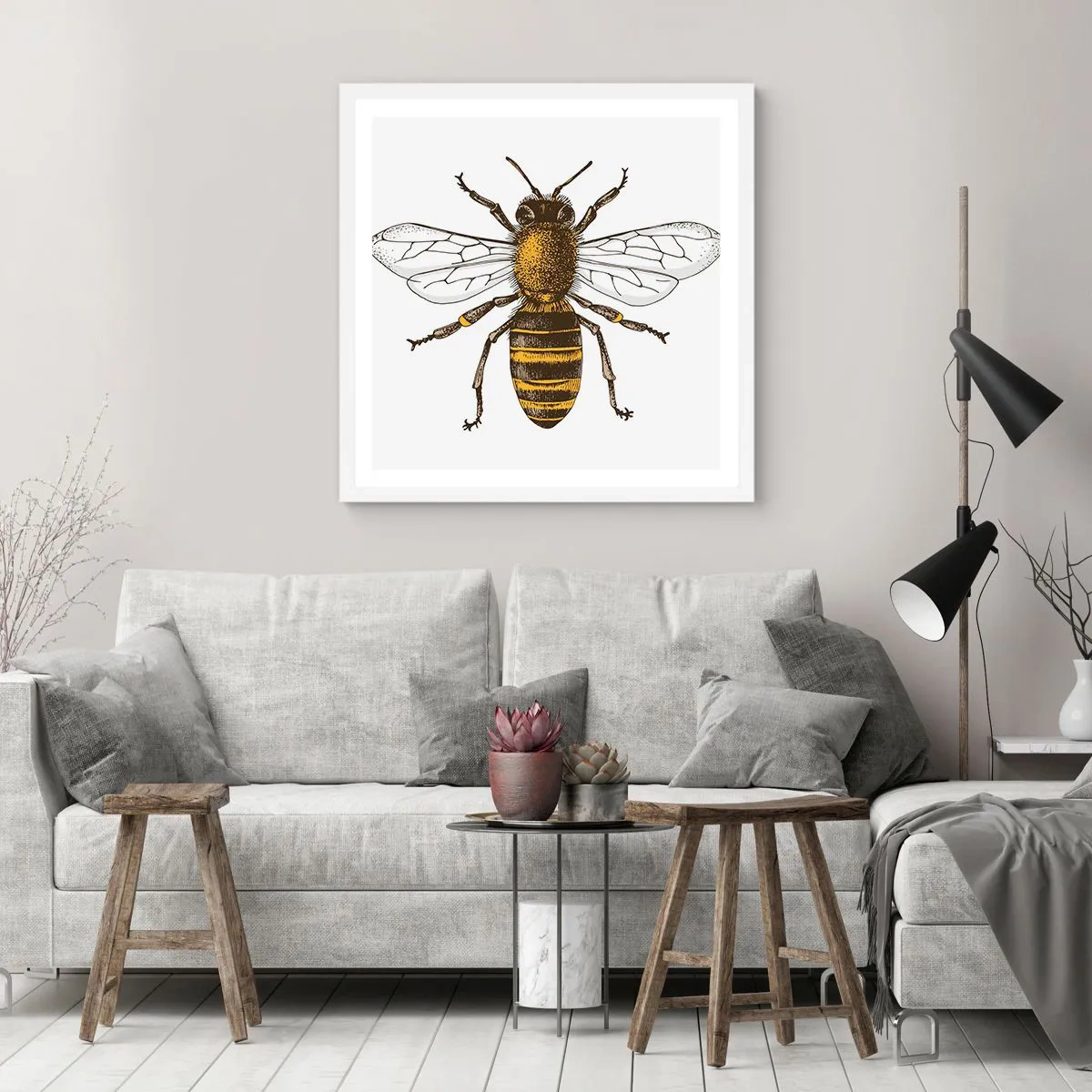 Pôster em moldura branca - Linda e boa - 60x60 cm