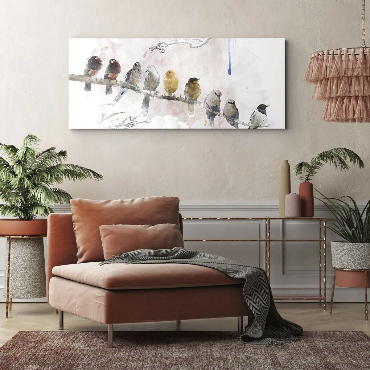 Quadro em tela - Reunião alada - 100x40 cm
