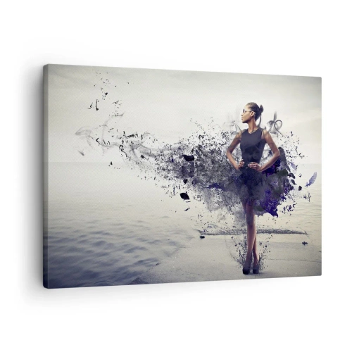 Quadro em tela - Uma mulher em uma composição artística contra o fundo da água - 70x50cm - Vénus africana - Decoração de parede moderna para a sala de estar e quarto ARTTOR