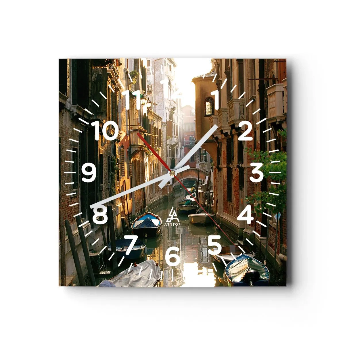 Relógio de parede - Relógio em vidro - Em um beco veneziano - 40x40 cm