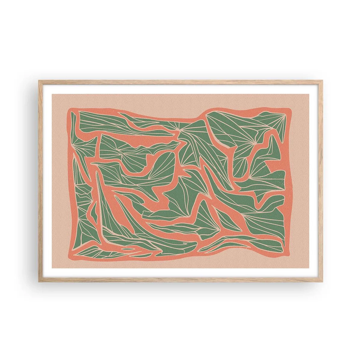 Pôster com moldura de carvalho claro - A luta entre coral e vegetação - 100x70 cm