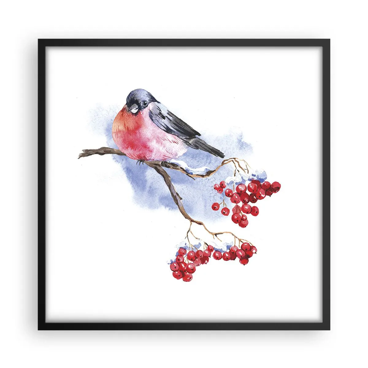 Pôster com moldura preta - Inverno a cores - 50x50 cm