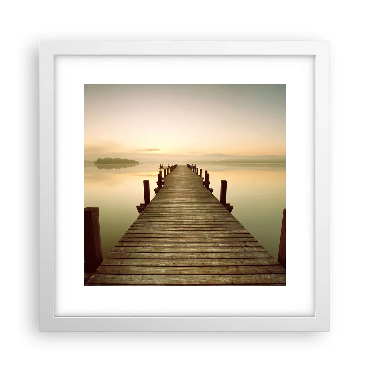 Pôster em moldura branca - Antes do amanhecer, nascer do sol, luz - 30x30 cm