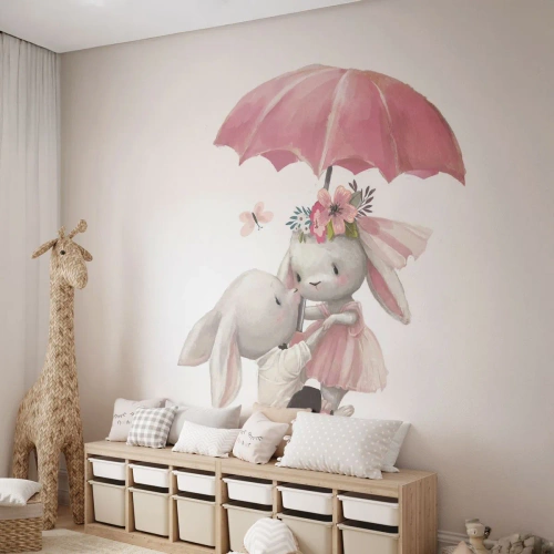 Papel de Parede Autocolante Deluxe Sticker - Isso é amor - Para crianças, Coelhos, Conto de fadas - 100x70 cm