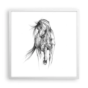 Pôster em moldura branca - Num trote gracioso - 60x60 cm