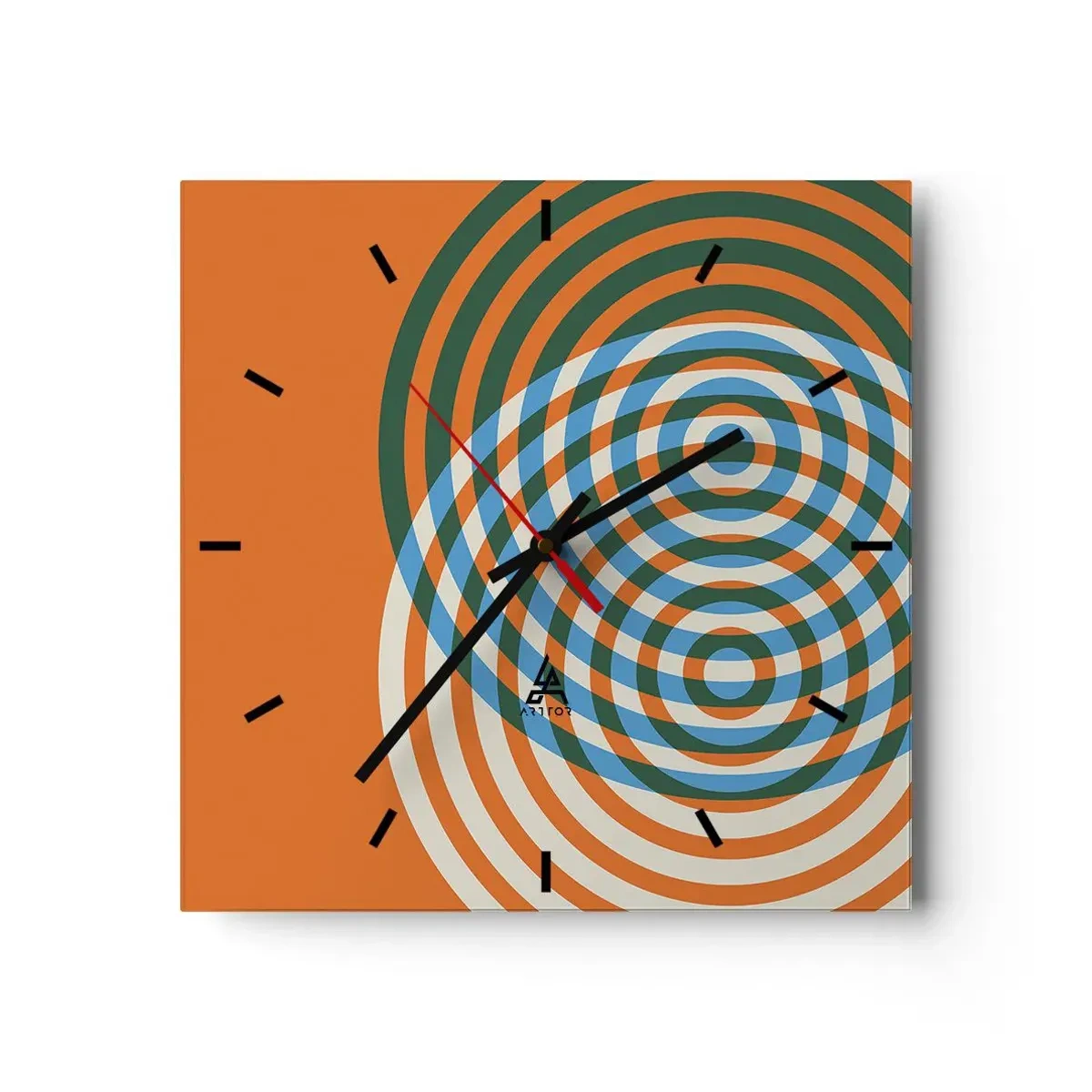 Relógio de parede - Relógio em vidro - Variação circular abstrata - 30x30 cm