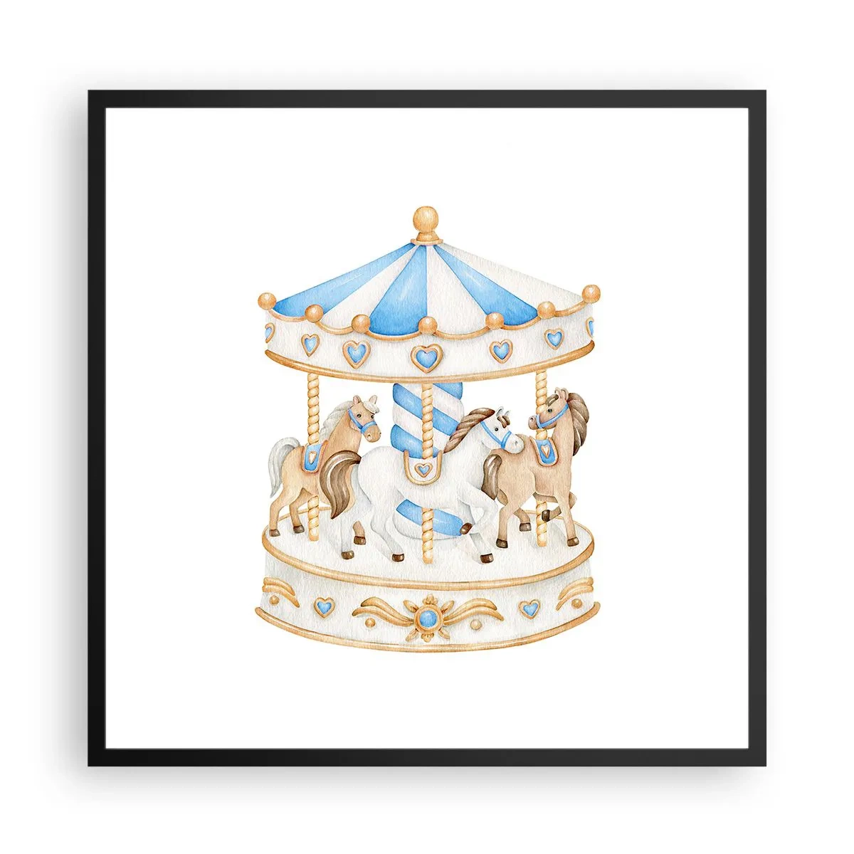 Pôster com moldura preta - Doce infância - 60x60 cm