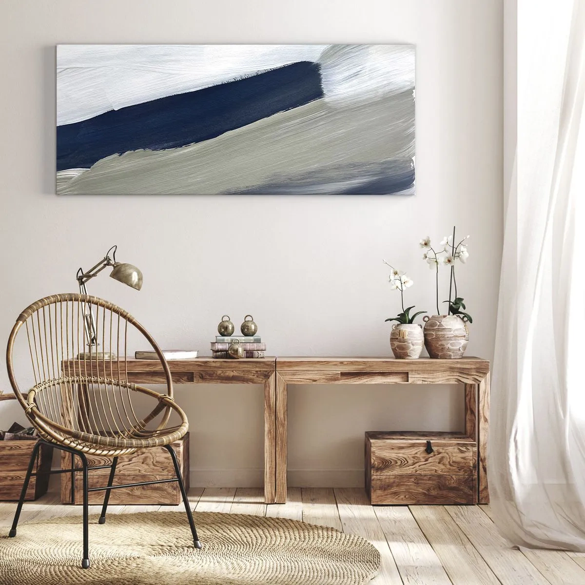 Quadro em tela - Encontro com a brancura - 100x40 cm