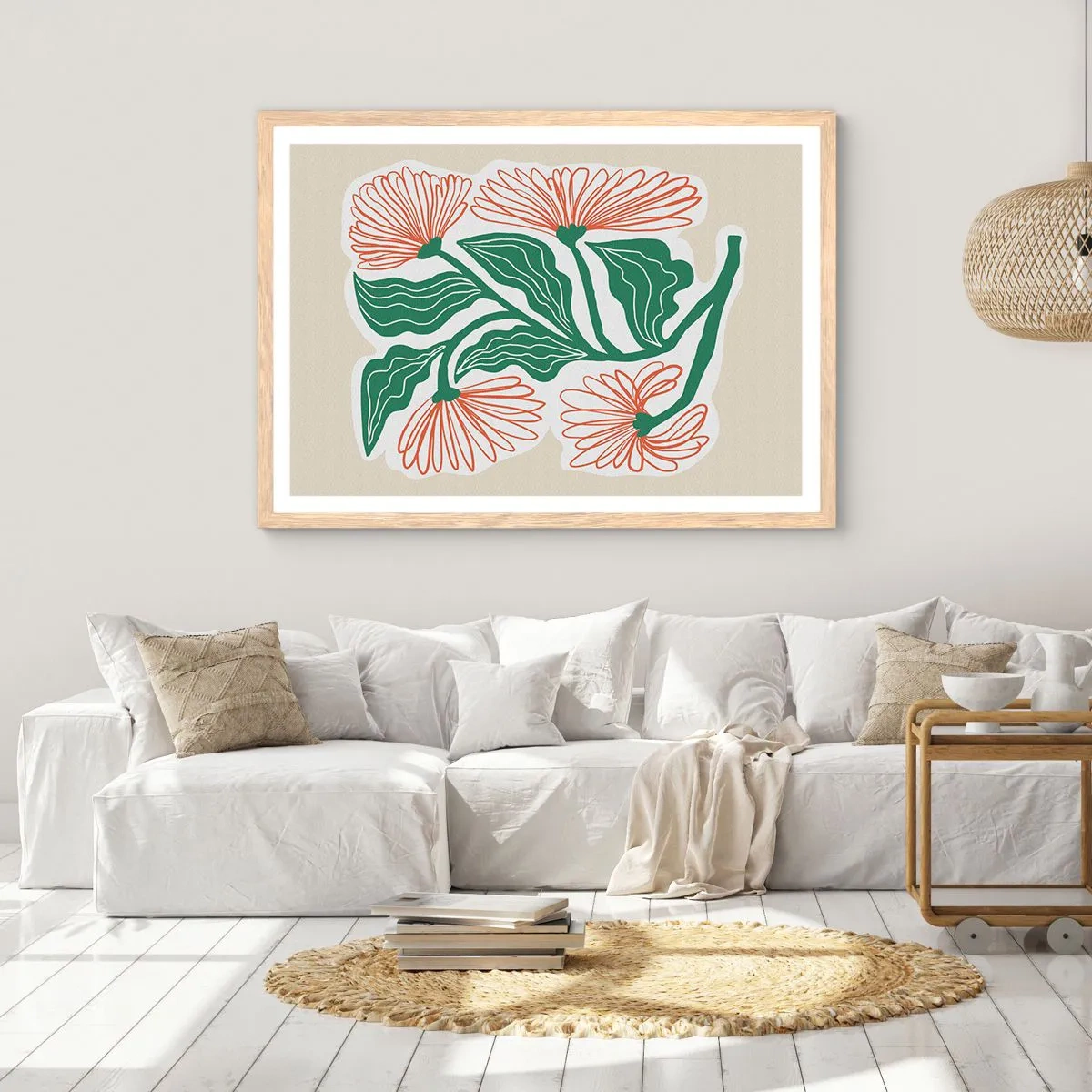 Pôster com moldura de carvalho claro - Folclórico e moderno - 50x40 cm