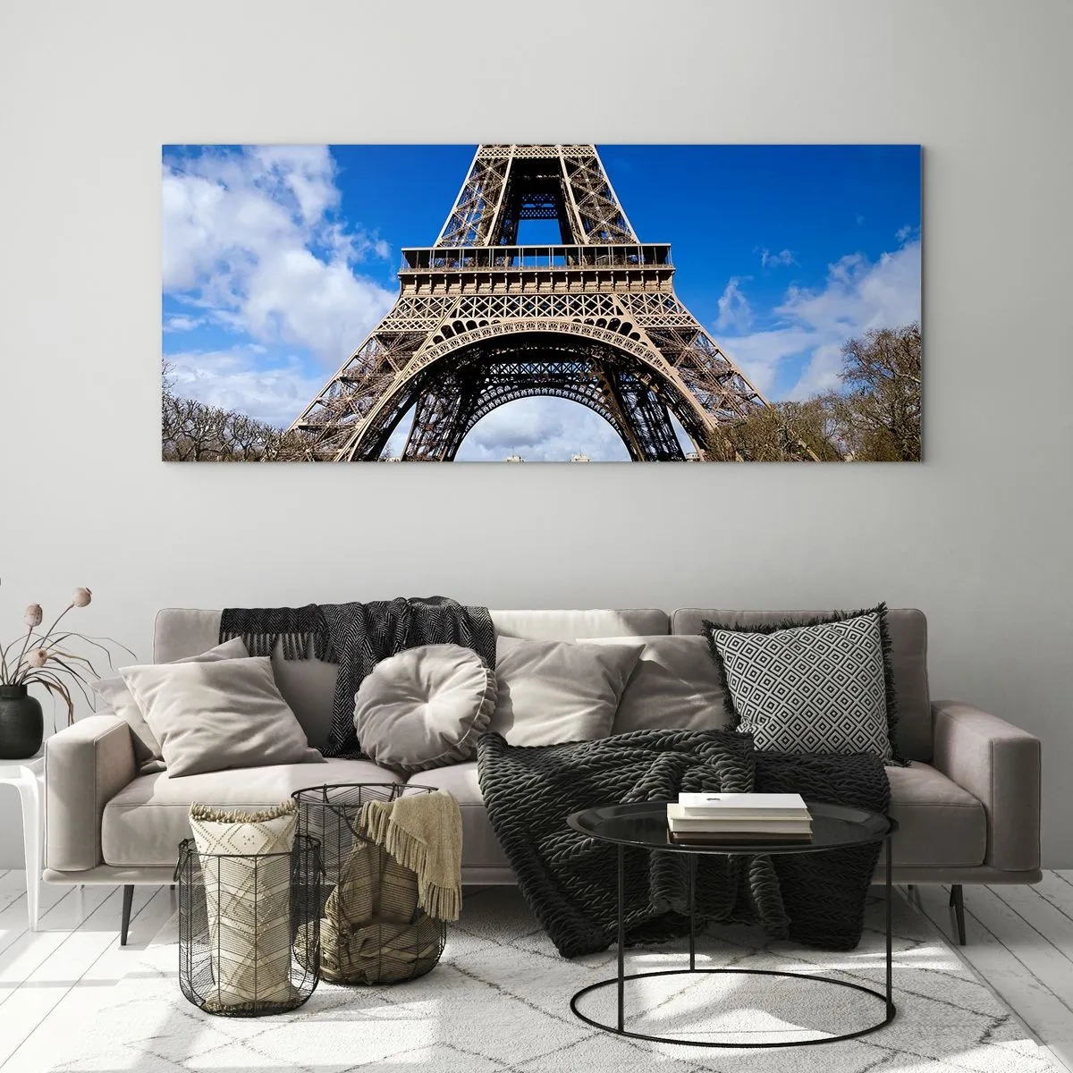 Quadro em vidro - Toda Paris aos seus pés - 90x30 cm