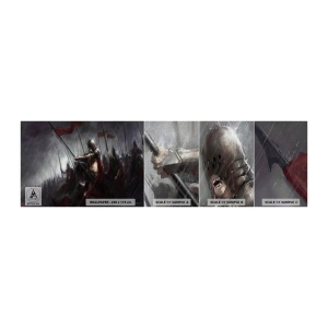 Amostra de papel de parede Premium Canvas - Viajante, vá e diga a Esparta... - Cavaleiro de armadura, Exército, Abstração - 100x30 cm