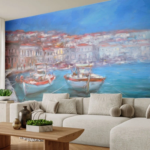 Papel de Parede Autocolante Deluxe Sticker - Baía italiana - Porto da cidade, Arquitetura, Grécia - 200x140 cm