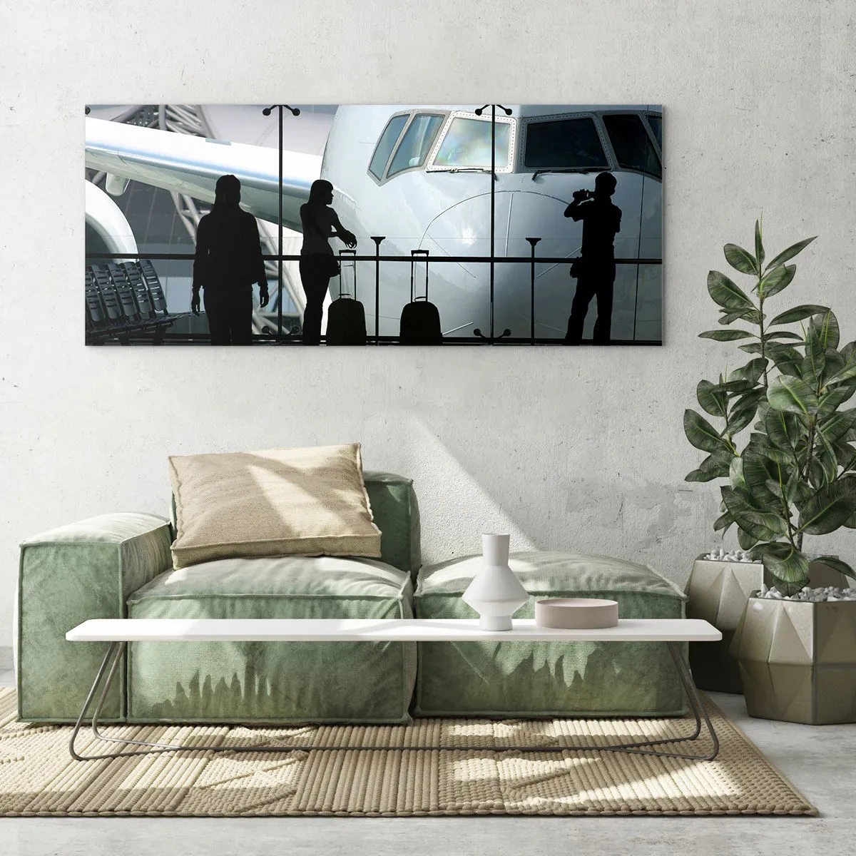 Quadro em vidro - Vis a vis no aeroporto - 90x30 cm