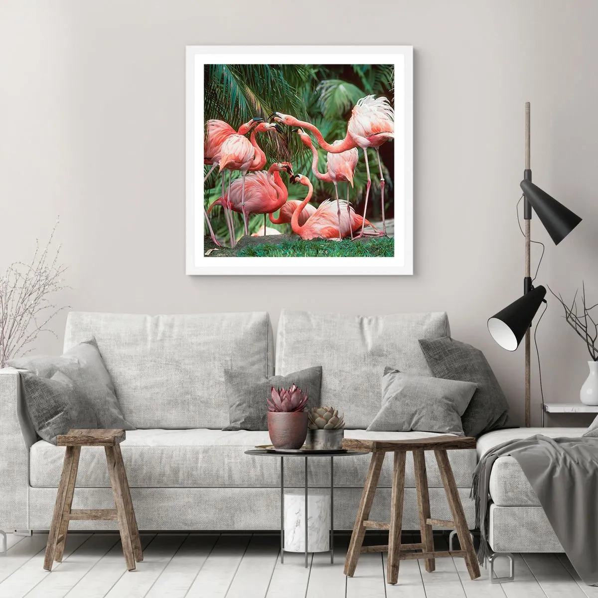 Pôster em moldura branca - Fofocas da tarde - 50x50 cm