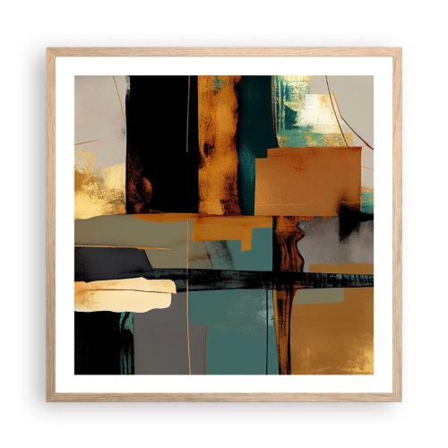 Pôster com moldura de carvalho claro - Abstração – luz e sombra - 60x60 cm