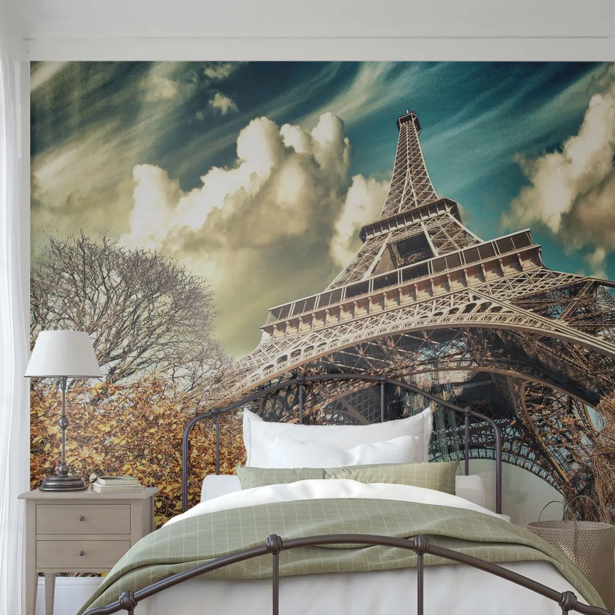 Papel de Parede Autocolante Deluxe Sticker - E no outono em Paris... - Cidade, Paris, Torre Eiffel - 250x175 cm