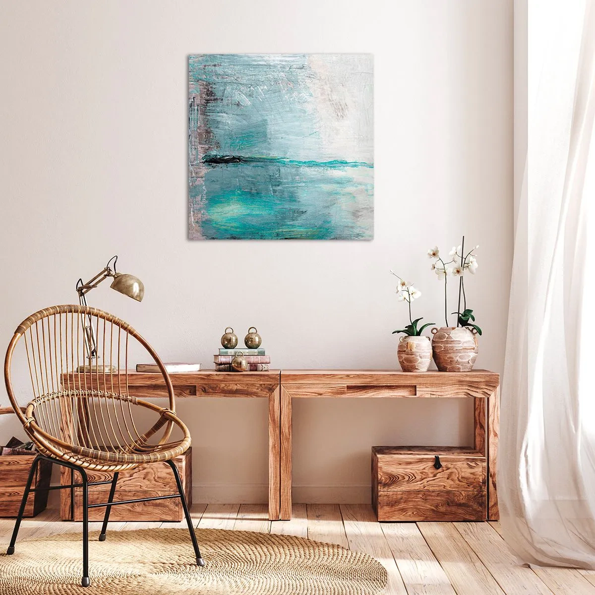 Quadro em tela - Horizontalmente em azul - 50x50 cm