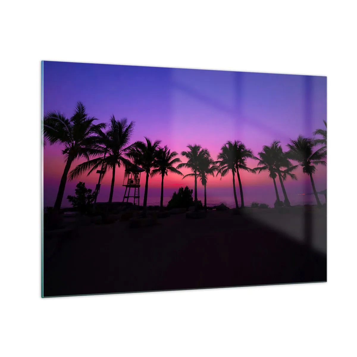 Quadro em vidro - Uma noite sob as palmeiras - 100x70 cm