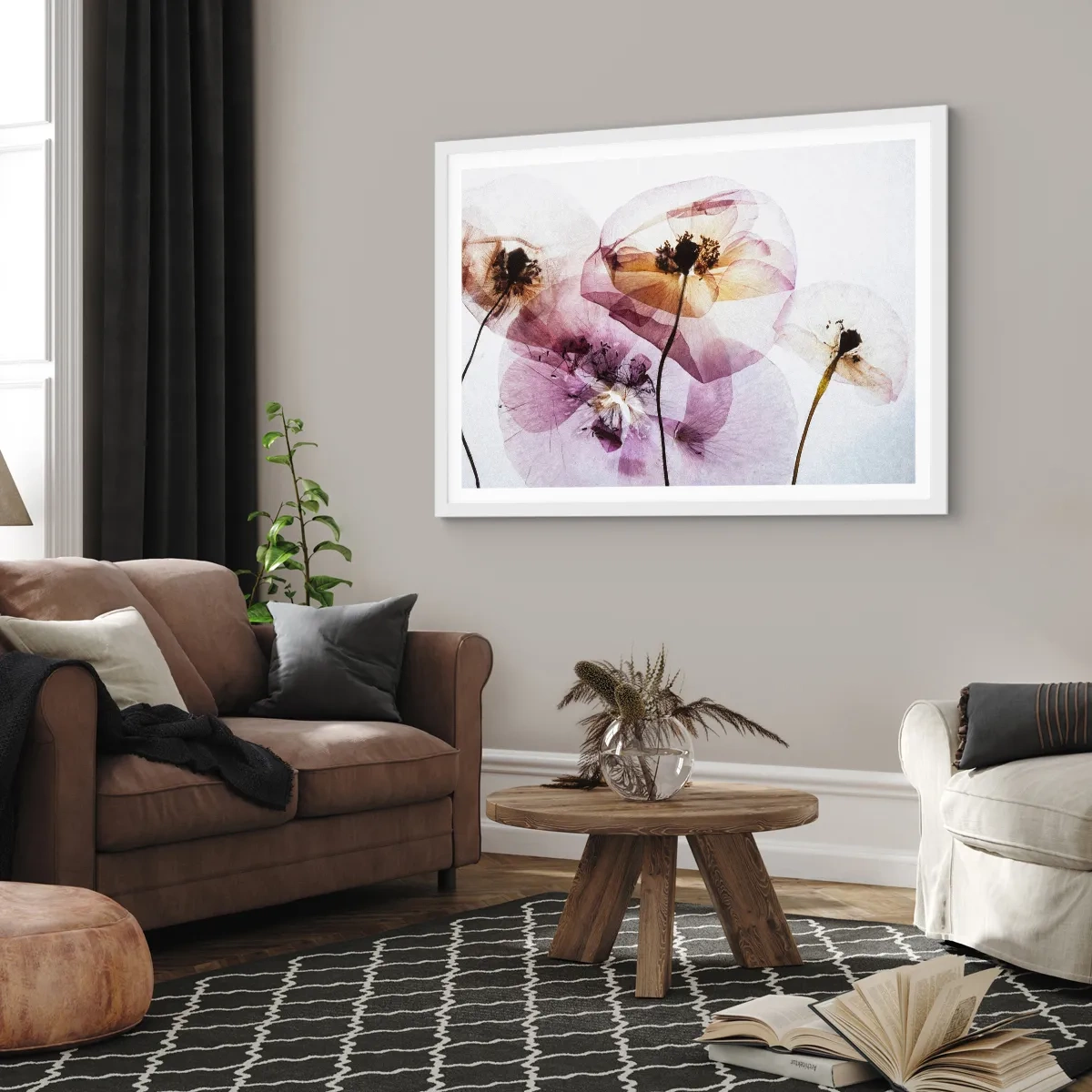 Pôster em moldura branca - A transparência das flores - 50x40 cm