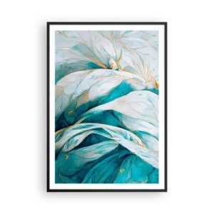 Pôster com moldura preta - Abstração azul com lema dourado - 70x100 cm