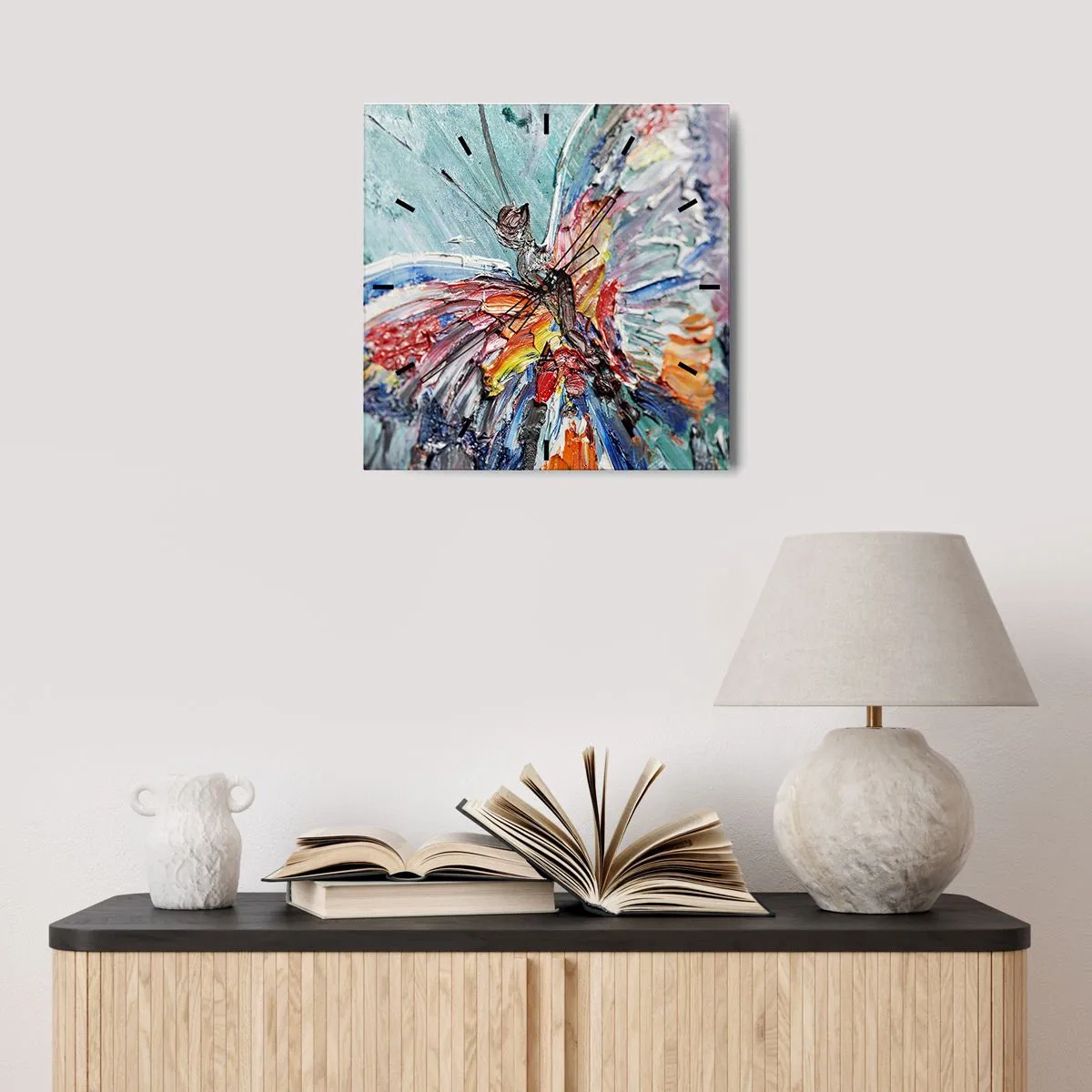 Relógio de parede - Relógio em vidro - Pintado pela natureza - 30x30 cm