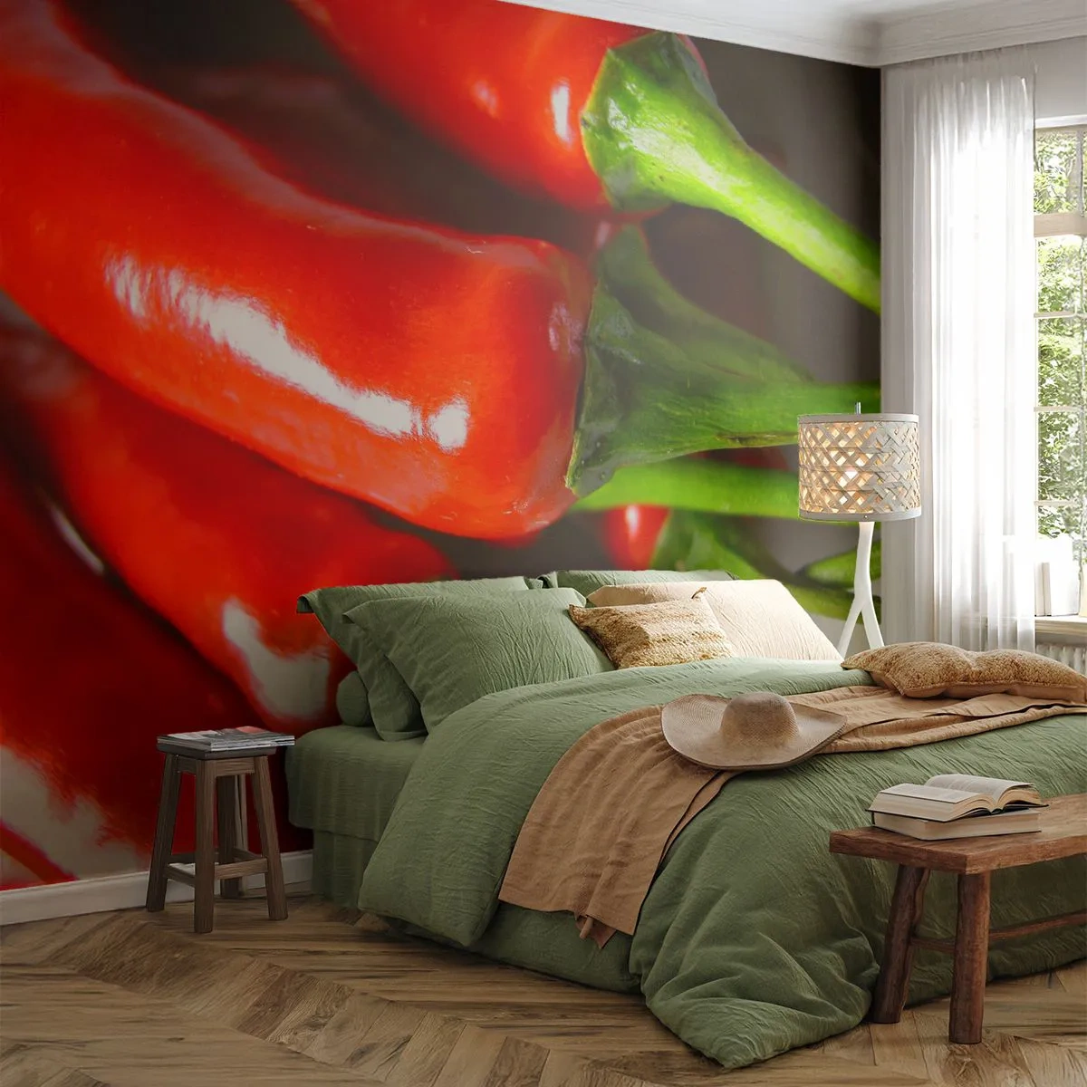 Papel de Parede Premium Sand - Suculento, brilhante, liso - Gastronomia, Pimenta, Vegetais - 100x70 cm