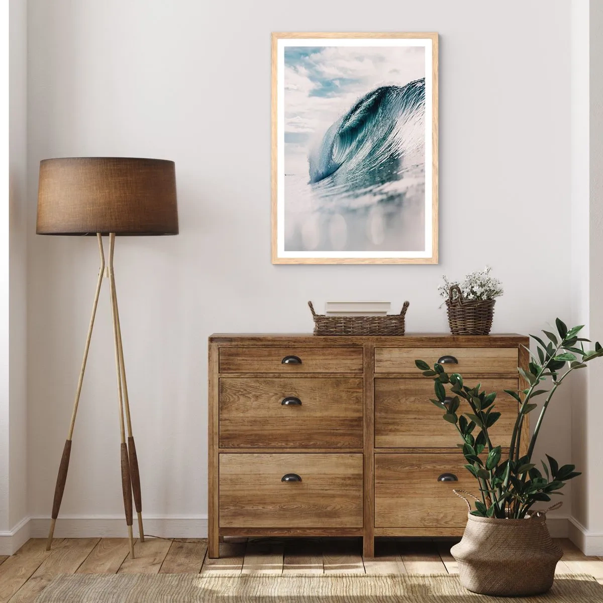Pôster com moldura de carvalho claro - Pico de água - 30x40 cm
