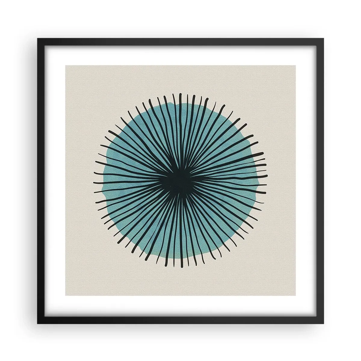 Pôster com moldura preta - Radiante sobre o azul - 50x50 cm