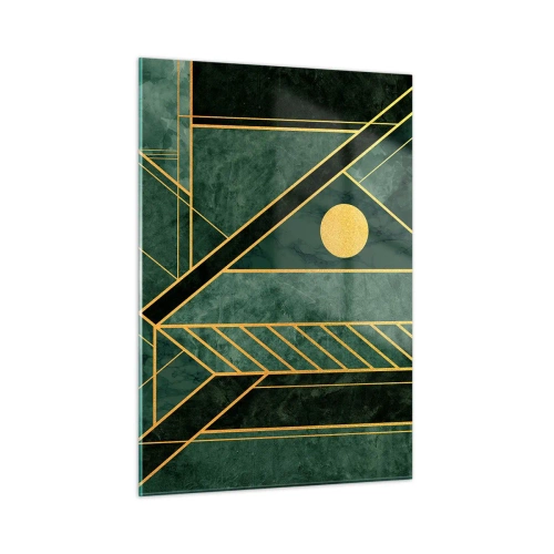 Quadro em vidro - A dinâmica do ouro e do azul - 50x70 cm