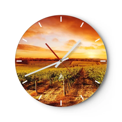 Relógio de parede - Relógio em vidro - Delicadamente frutado com um toque de sol - 40x40 cm