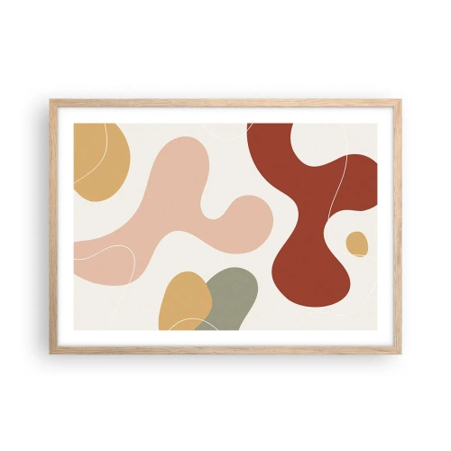 Pôster com moldura de carvalho claro - Ziguezagues ornamentais - 70x50 cm