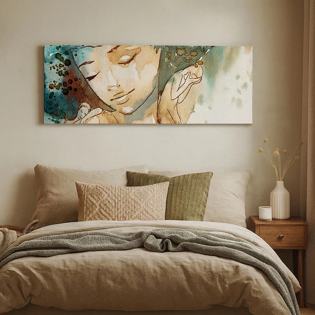 Quadro em tela - Dama em azul - 100x40 cm